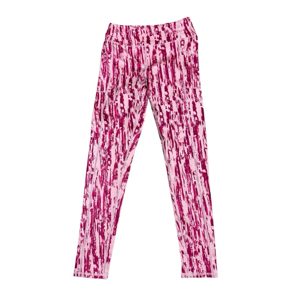 Zella Girls Leggings Large 10/12‎ Pink Power Woodgrain Print NWT